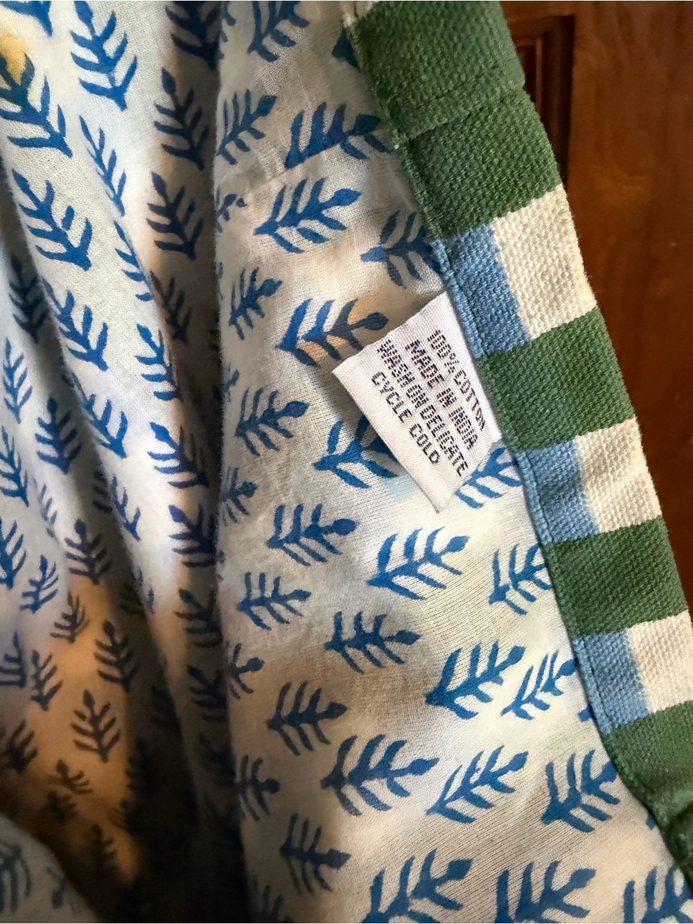 Madewell Green & White Checked Canvas Tote Bag - Picture 4 of 5